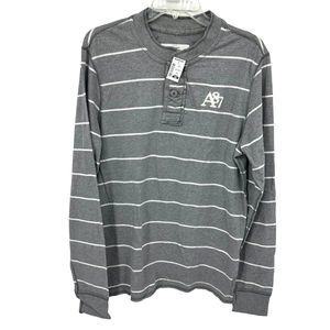 Aeropostale Mens Long Sleeve Pullover Shirt A87 Gray White Sz Medium Henley NWT